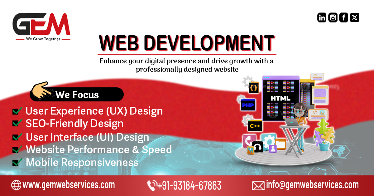Web Designing Company in Noida & Website Development Company in USA – Powering Global Digital Growth with GEM Web Services 